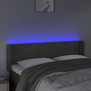 Κεφαλάρι Κρεβατιού LED Σκούρο Γκρι 147x16x78/88 εκ. Βελούδινο - Pakobazaar