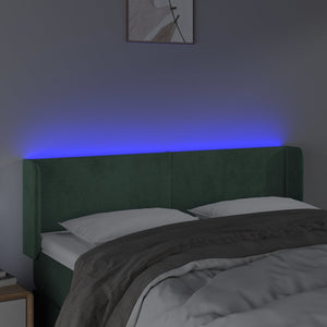 Κεφαλάρι Κρεβατιού LED Σκούρο Πράσινο 147x16x78/88εκ. Βελούδινο