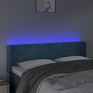 Κεφαλάρι Κρεβατιού LED Σκούρο Μπλε 147x16x78/88 εκ. Βελούδινο