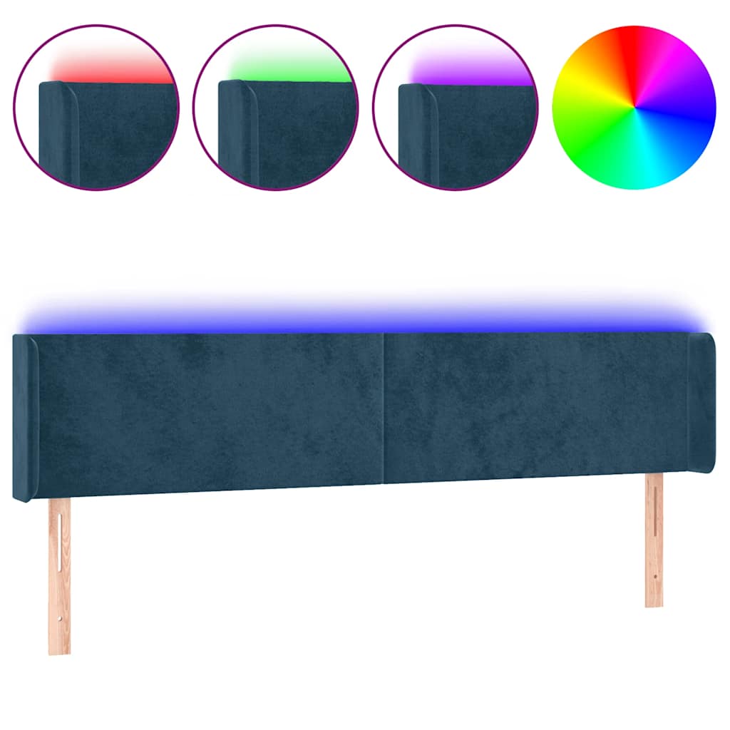 Κεφαλάρι Κρεβατιού LED Σκούρο Μπλε 163x16x78/88 εκ. Βελούδινο - Pakobazaar