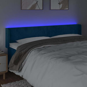 Κεφαλάρι Κρεβατιού LED Σκούρο Μπλε 163x16x78/88 εκ. Βελούδινο - Pakobazaar