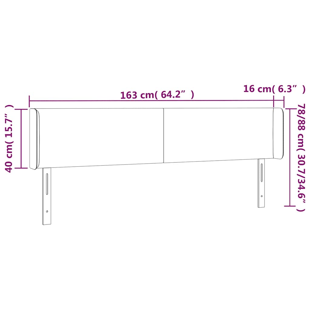 Κεφαλάρι Κρεβατιού LED Σκούρο Μπλε 163x16x78/88 εκ. Βελούδινο - Pakobazaar