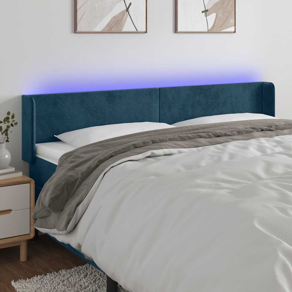 Κεφαλάρι Κρεβατιού LED Σκούρο Μπλε 163x16x78/88 εκ. Βελούδινο - Pakobazaar