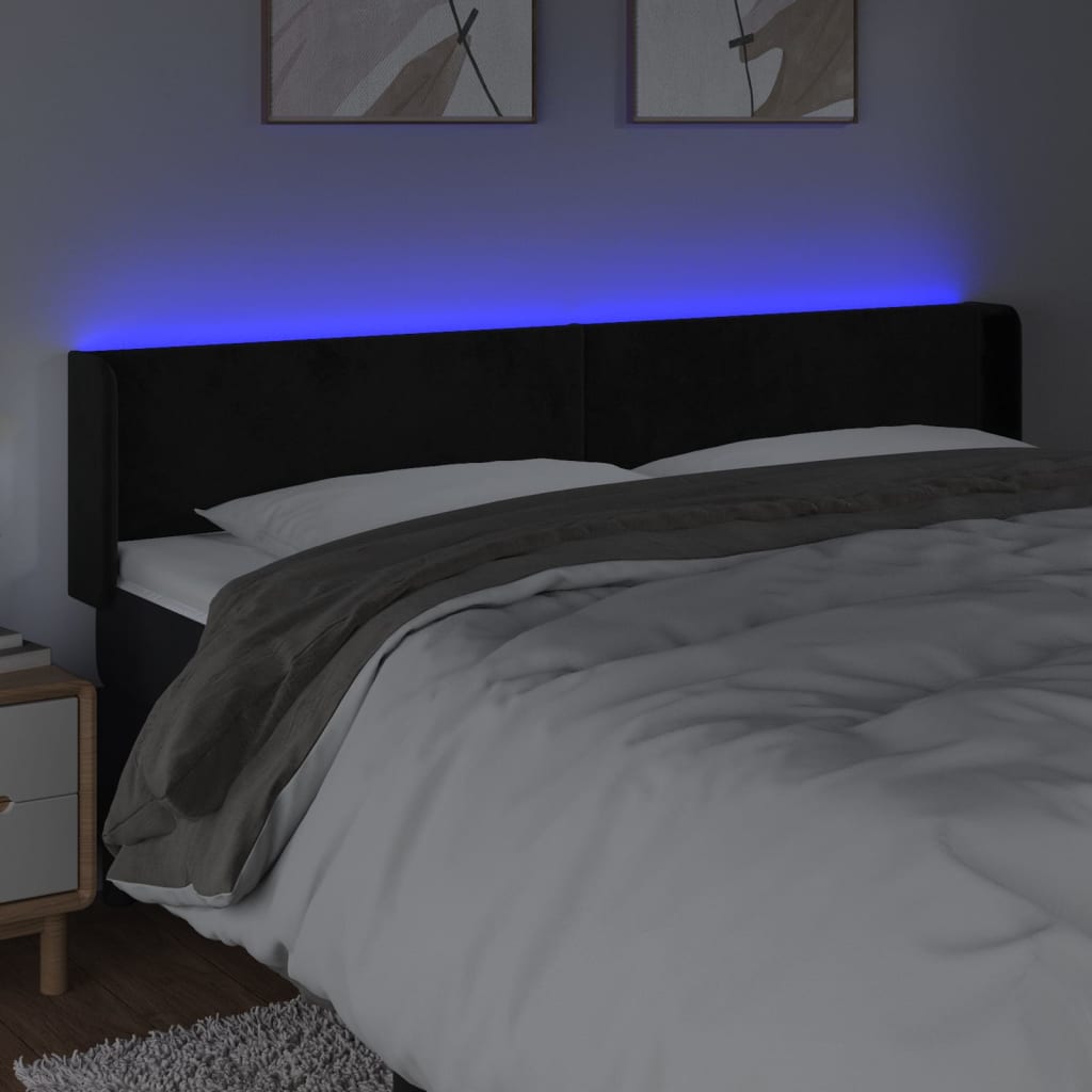 Κεφαλάρι Κρεβατιού LED Μαύρο 183x16x78/88 εκ. Βελούδινο
