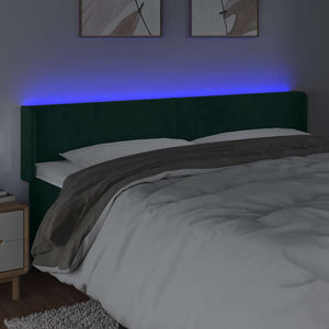 Κεφαλάρι Κρεβατιού LED Σκούρο Πράσινο 183x16x78/88εκ. Βελούδινο