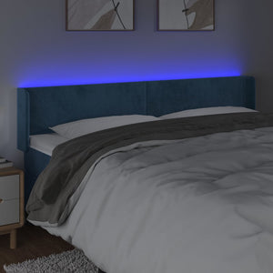 Κεφαλάρι Κρεβατιού LED Σκούρο Μπλε 203x16x78/88 εκ. Βελούδινο