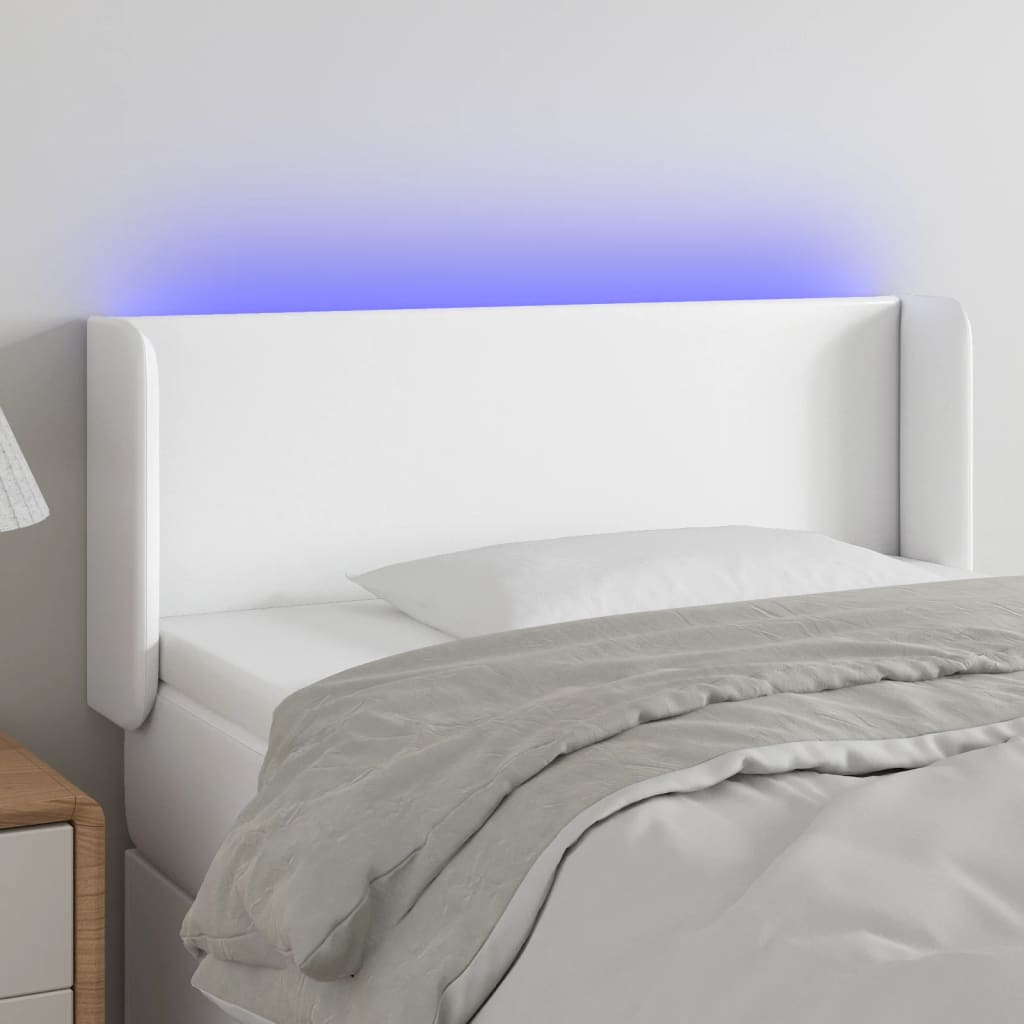 Κεφαλάρι Κρεβατιού LED Λευκό 83x16x78/88εκ. από Συνθετικό Δέρμα