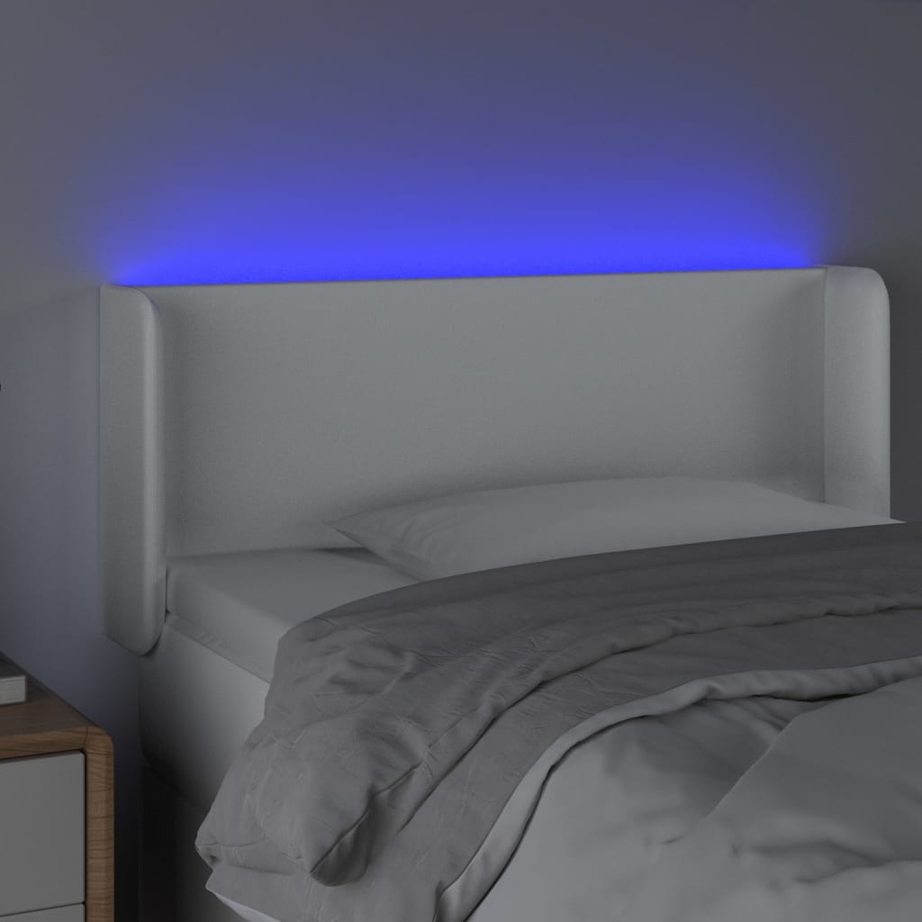 Κεφαλάρι Κρεβατιού LED Λευκό 93x16x78/88εκ. από Συνθετικό Δέρμα