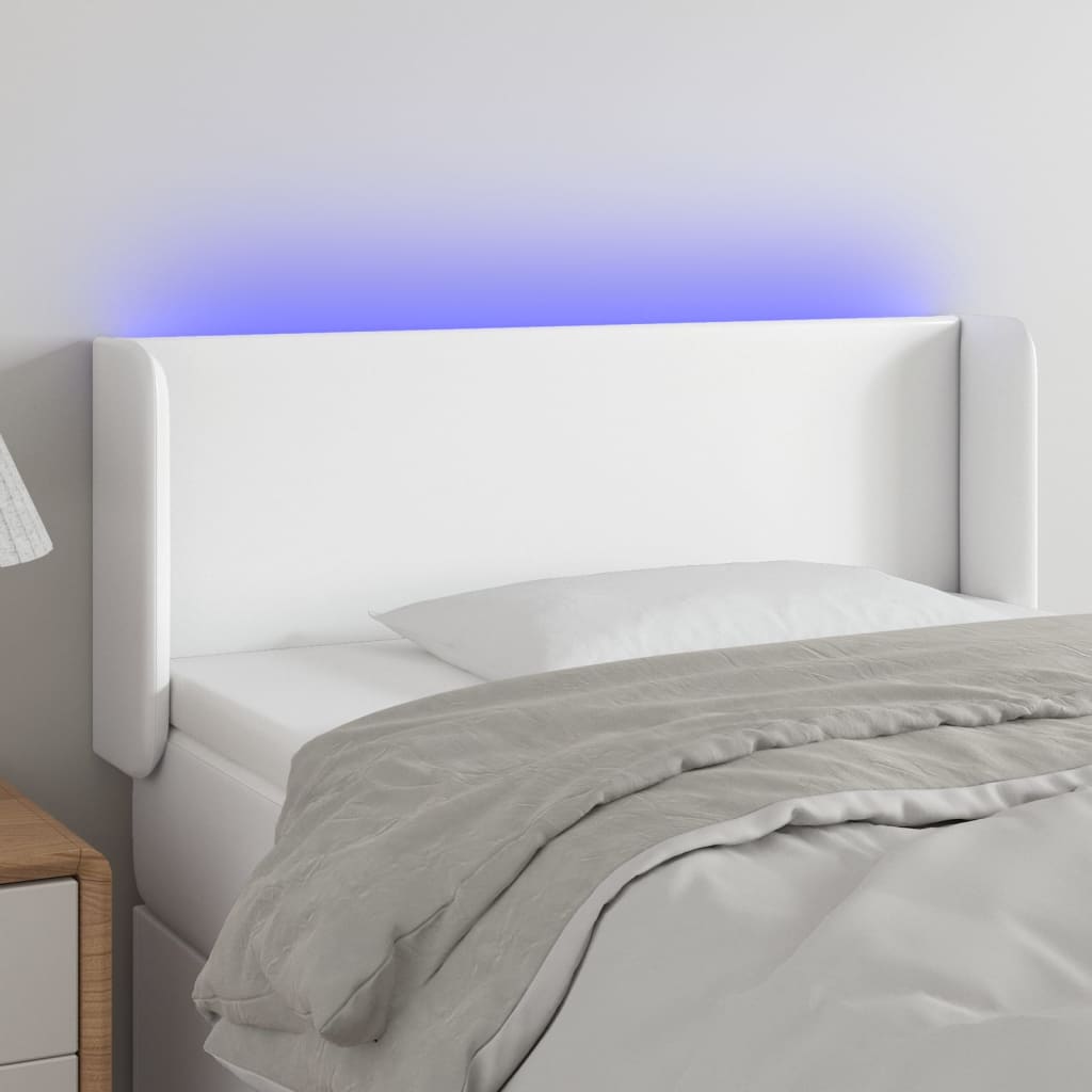 Κεφαλάρι Κρεβατιού LED Λευκό 93x16x78/88εκ. από Συνθετικό Δέρμα
