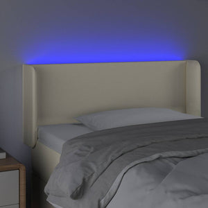 Κεφαλάρι Κρεβατιού LED Κρεμ 93x16x78/88 εκ. από Συνθετικό Δέρμα