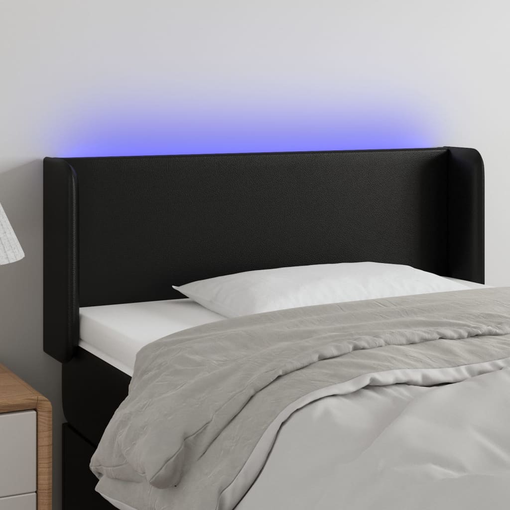 Κεφαλάρι Κρεβατιού LED Μαύρο 103x16x78/88 εκ. Συνθετ. Δέρμα
