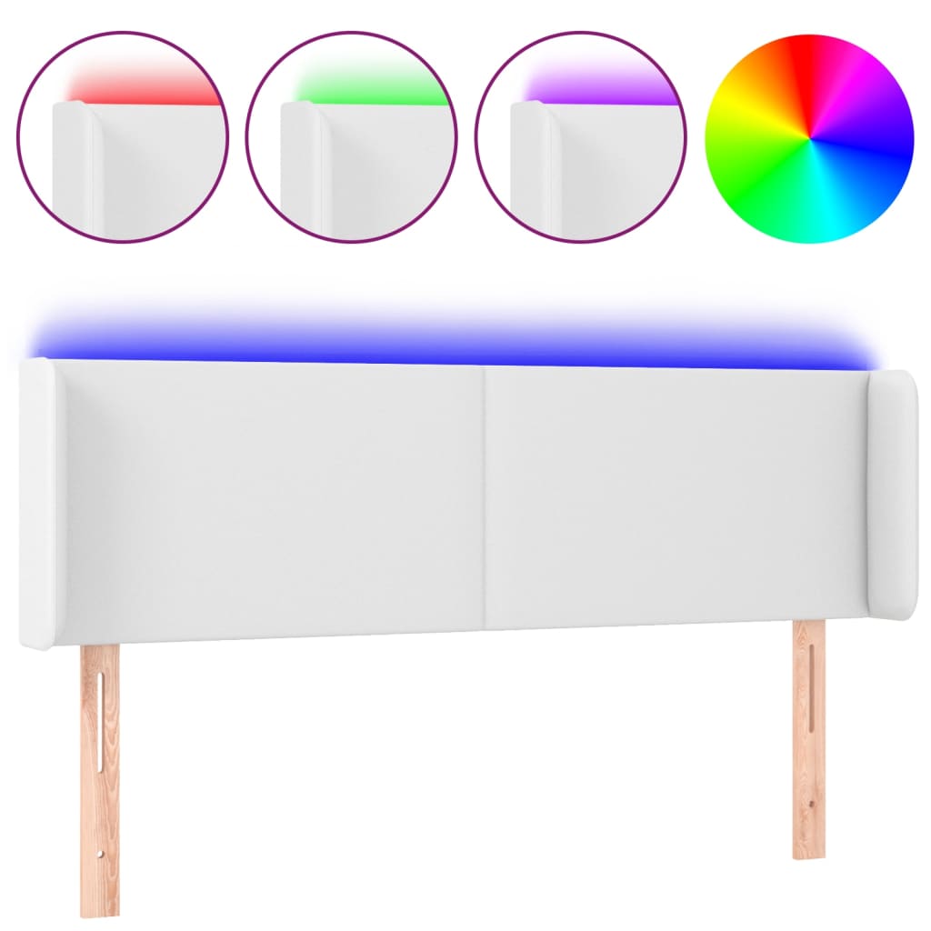Κεφαλάρι Κρεβατιού LED Λευκό 147x16x78/88 εκ. Συνθετ. Δέρμα