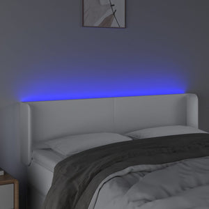 Κεφαλάρι Κρεβατιού LED Λευκό 147x16x78/88 εκ. Συνθετ. Δέρμα