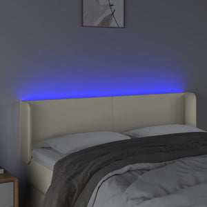 Κεφαλάρι Κρεβατιού LED Κρεμ 147x16x78/88εκ. από Συνθετικό Δέρμα
