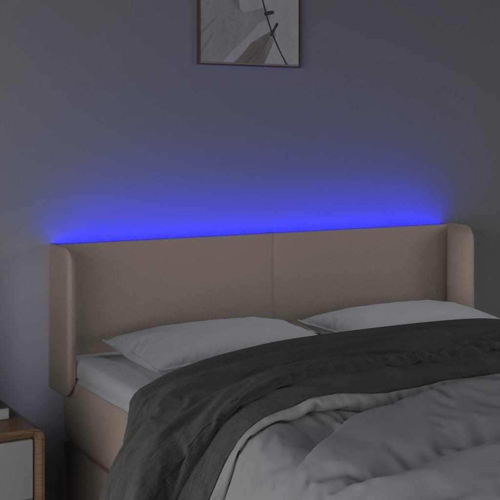 Κεφαλάρι Κρεβατιού LED Καπουτσίνο 147x16x78/88εκ. Συνθετ. Δέρμα - Pakobazaar
