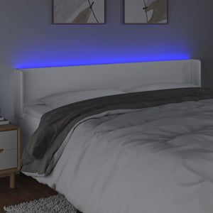 Κεφαλάρι Κρεβατιού LED Λευκό 163x16x78/88 εκ. Συνθετ. Δέρμα