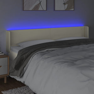 Κεφαλάρι Κρεβατιού LED Κρεμ 163x16x78/88εκ. από Συνθετικό Δέρμα - Pakobazaar
