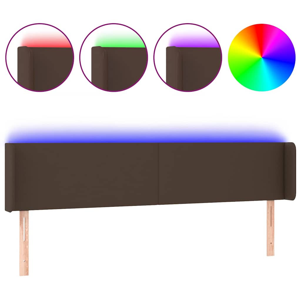 Κεφαλάρι Κρεβατιού LED Καφέ 163x16x78/88εκ. από Συνθετικό Δέρμα - Pakobazaar