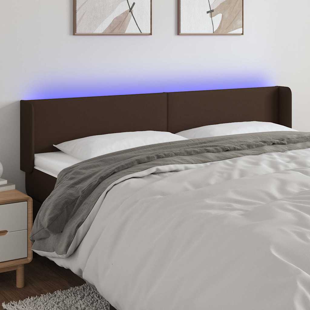 Κεφαλάρι Κρεβατιού LED Καφέ 163x16x78/88εκ. από Συνθετικό Δέρμα - Pakobazaar