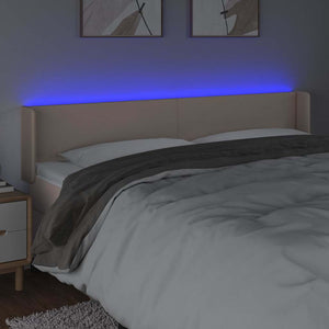 Κεφαλάρι Κρεβατιού LED Καπουτσίνο 163x16x78/88εκ. Συνθετ. Δέρμα