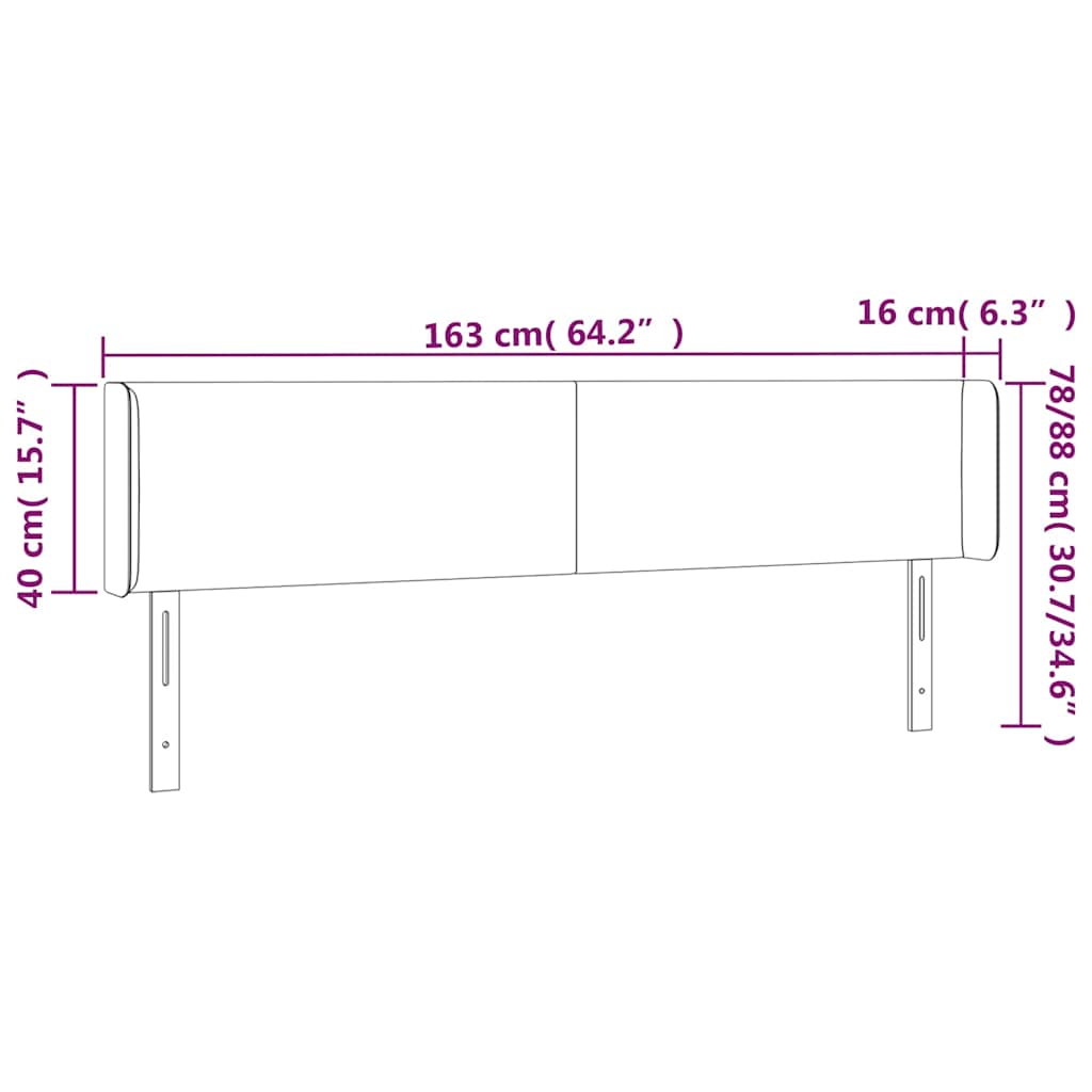 Κεφαλάρι Κρεβατιού LED Καπουτσίνο 163x16x78/88εκ. Συνθετ. Δέρμα