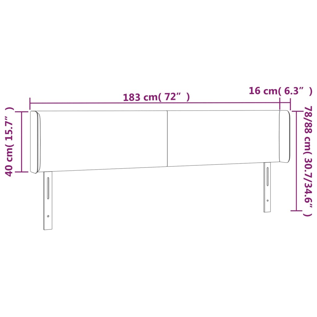 Κεφαλάρι Κρεβατιού LED Καφέ 183x16x78/88εκ. από Συνθετικό Δέρμα