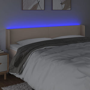 Κεφαλάρι Κρεβατιού LED Καπουτσίνο 203x16x78/88εκ. Συνθετ. Δέρμα