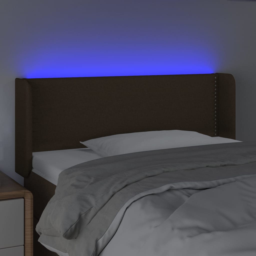 Κεφαλάρι Κρεβατιού LED Σκούρο Καφέ 83x16x78/88 εκ. Υφασμάτινο