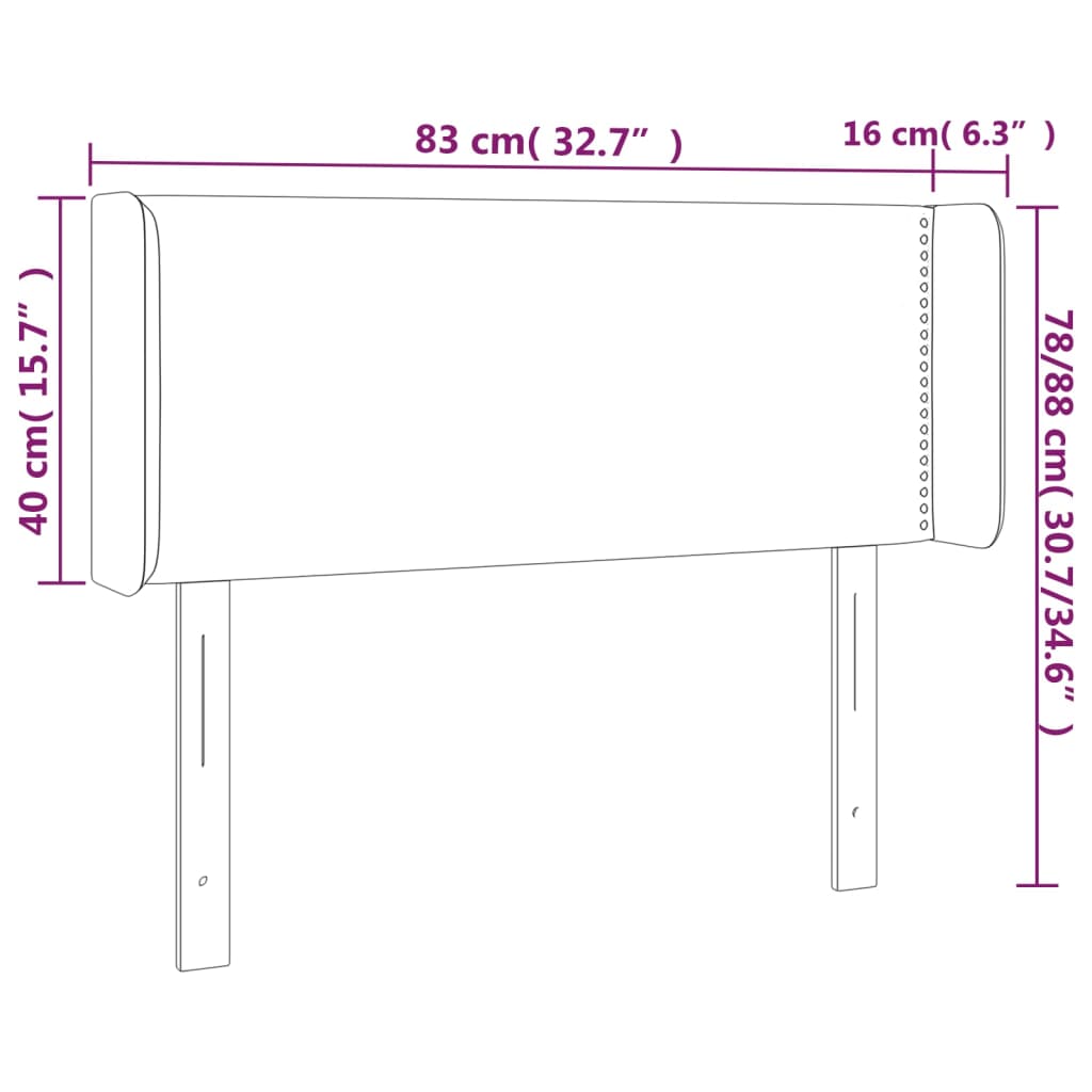 Κεφαλάρι Κρεβατιού LED Σκούρο Καφέ 83x16x78/88 εκ. Υφασμάτινο