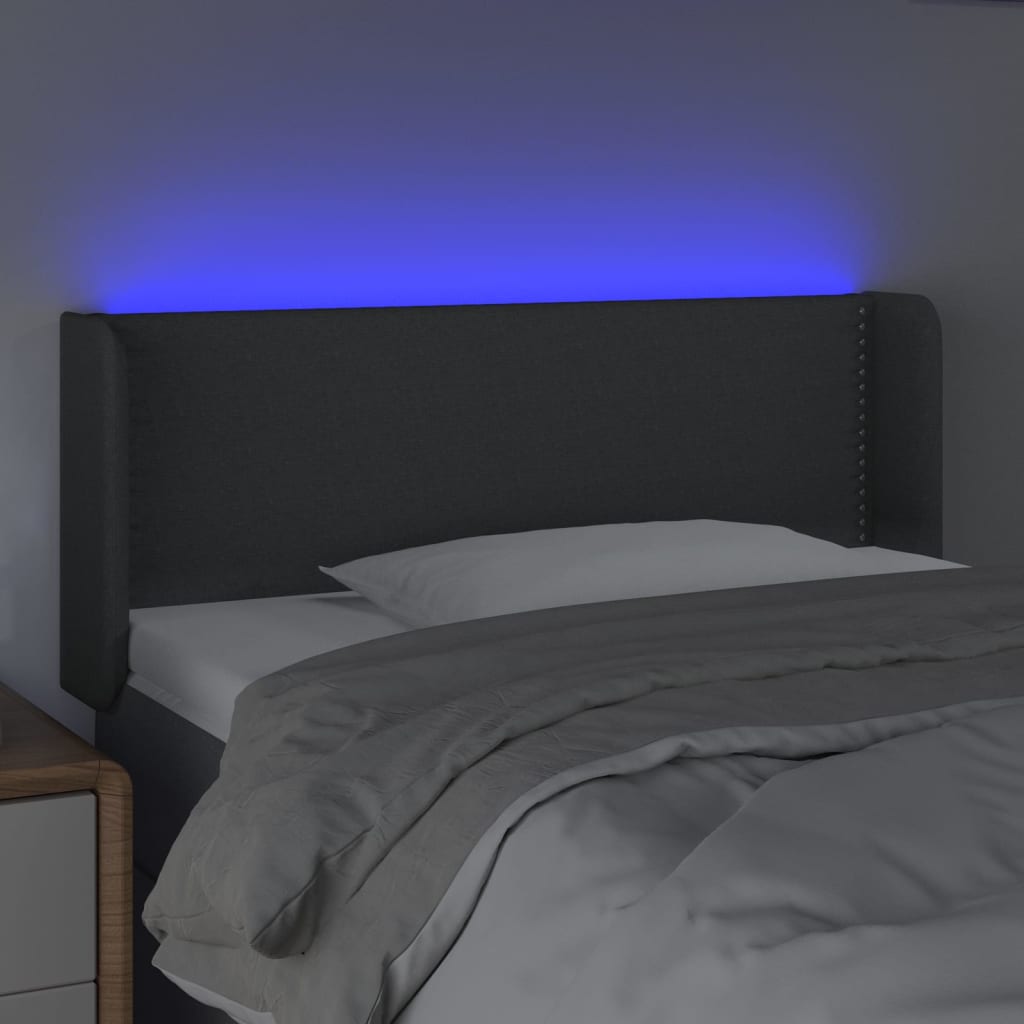 Κεφαλάρι Κρεβατιού LED Σκούρο Γκρι 103x16x78/88 εκ. Υφασμάτινο
