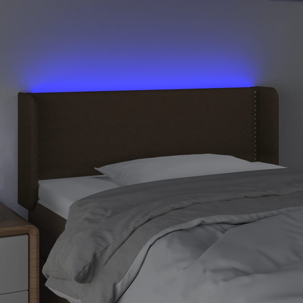 Κεφαλάρι Κρεβατιού LED Σκούρο Καφέ 103x16x78/88 εκ. Υφασμάτινο