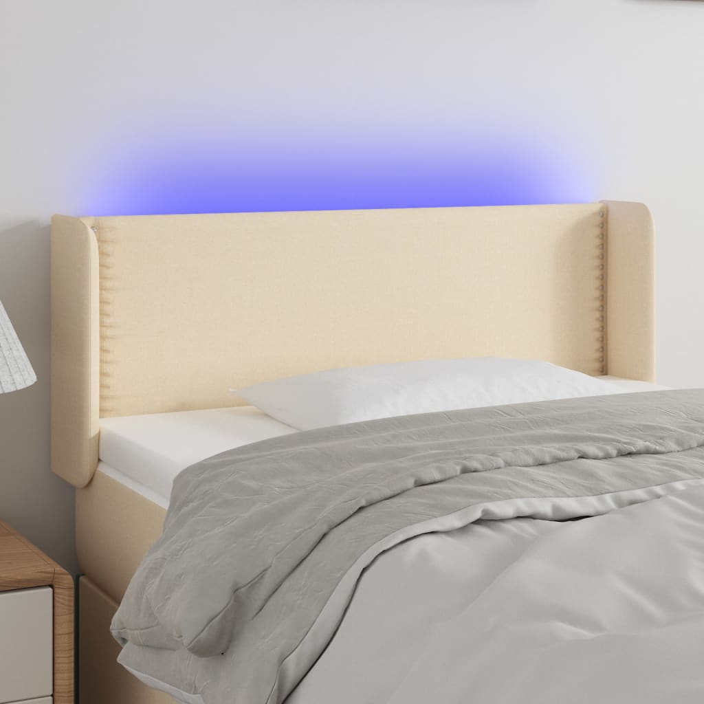 Κεφαλάρι Κρεβατιού LED Κρεμ 103x16x78/88 εκ. Υφασμάτινο - Pakobazaar