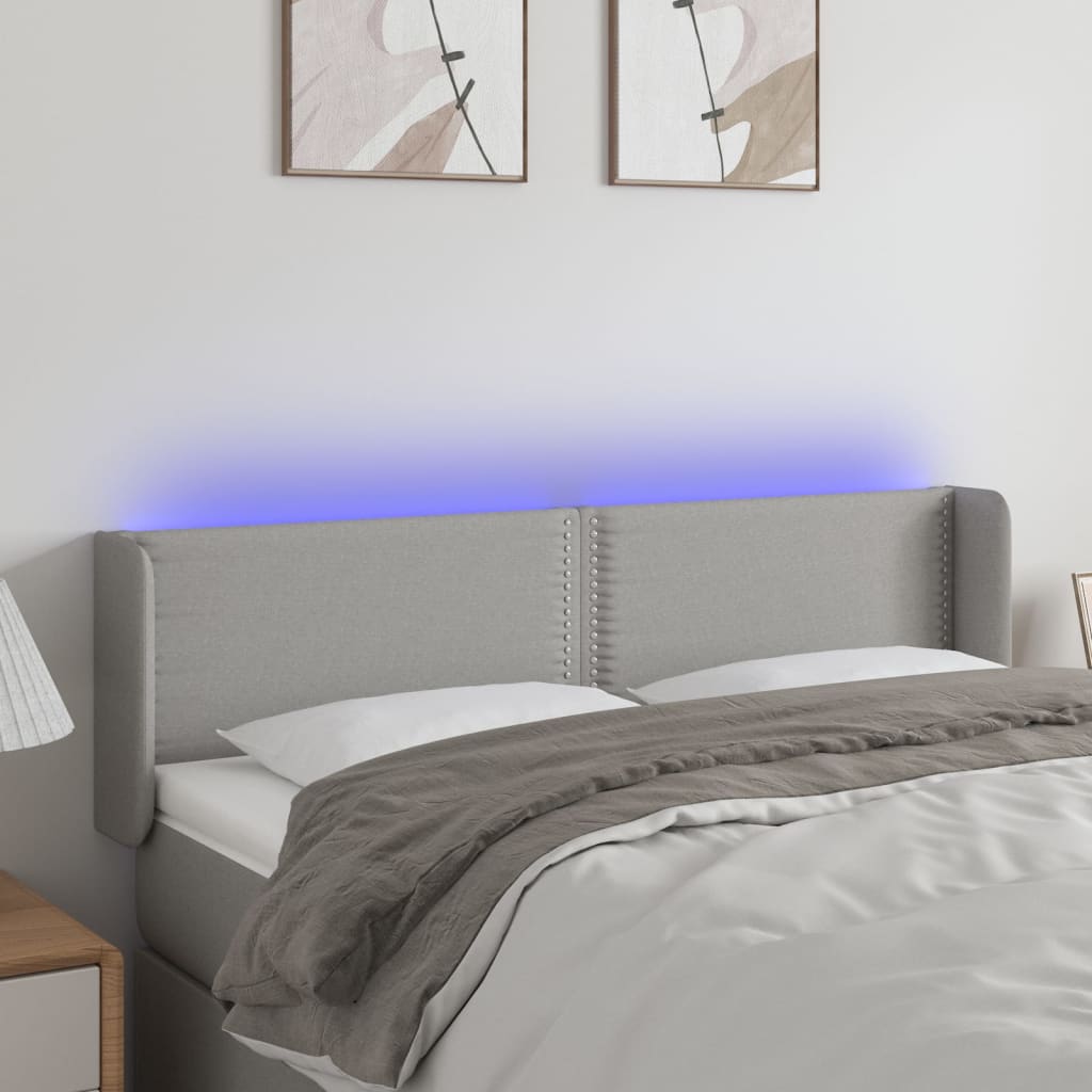 Κεφαλάρι Κρεβατιού LED Ανοιχτό Γκρι 147x16x78/88 εκ. Υφασμάτινο - Pakobazaar