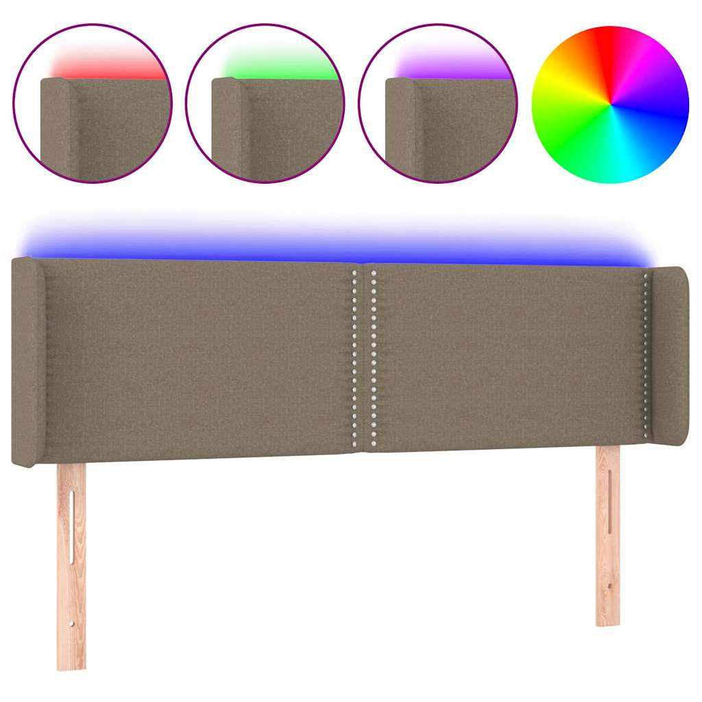 Κεφαλάρι Κρεβατιού LED Taupe 147x16x78/88 εκ. Υφασμάτινο