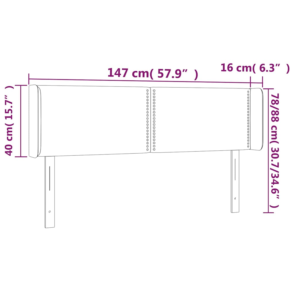Κεφαλάρι Κρεβατιού LED Taupe 147x16x78/88 εκ. Υφασμάτινο