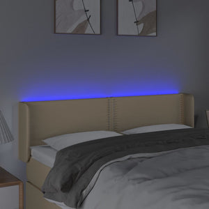 Κεφαλάρι Κρεβατιού LED Κρεμ 147x16x78/88 εκ. Υφασμάτινο