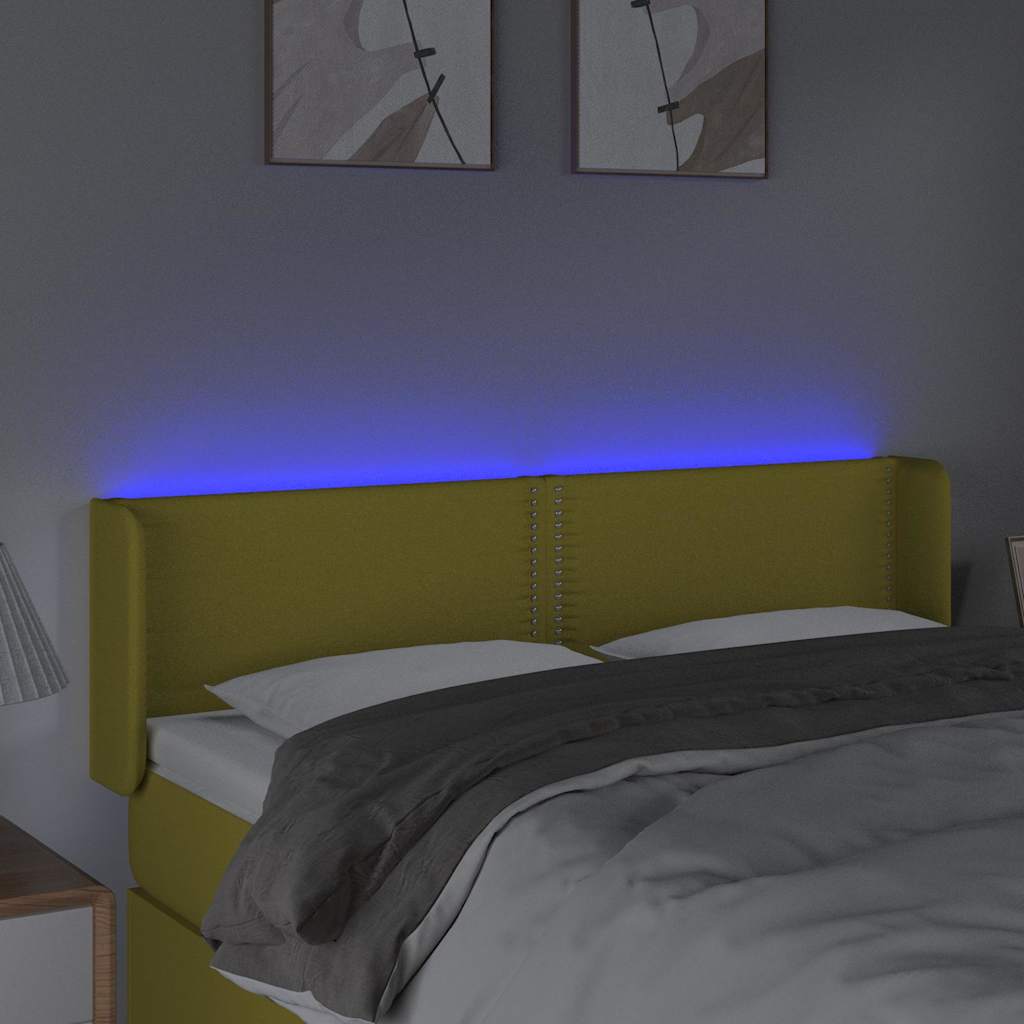 Κεφαλάρι Κρεβατιού LED Πράσινο 147x16x78/88 εκ. Υφασμάτινο - Pakobazaar