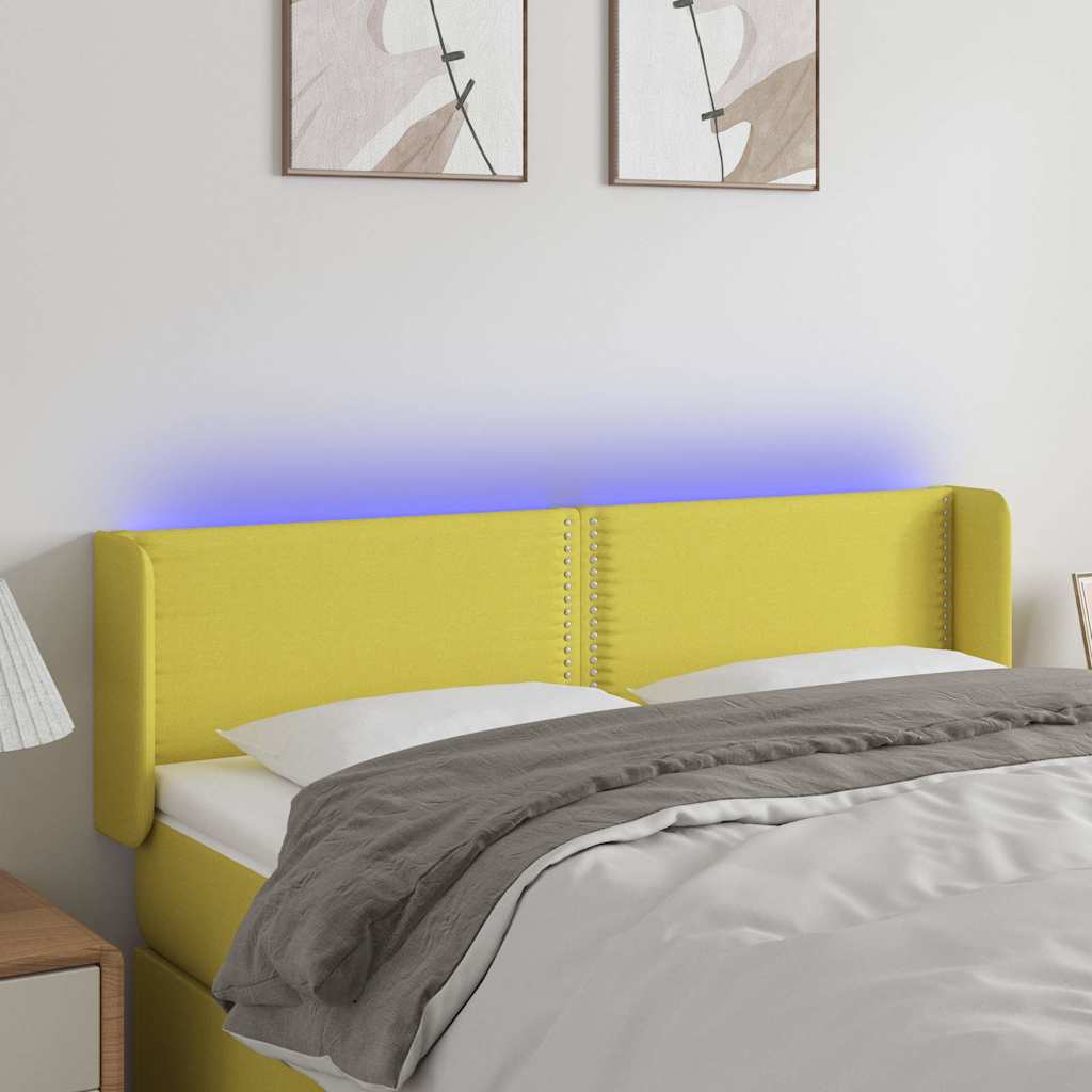 Κεφαλάρι Κρεβατιού LED Πράσινο 147x16x78/88 εκ. Υφασμάτινο - Pakobazaar