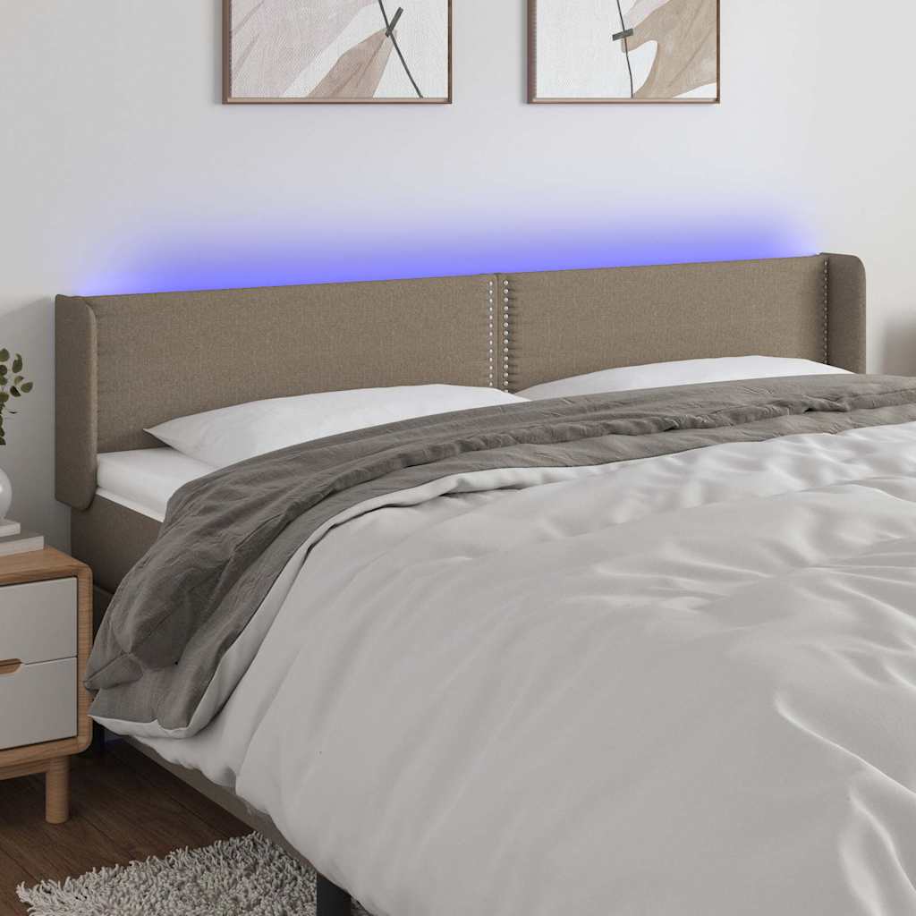 Κεφαλάρι Κρεβατιού LED Taupe 163x16x78/88 εκ. Υφασμάτινο - Pakobazaar