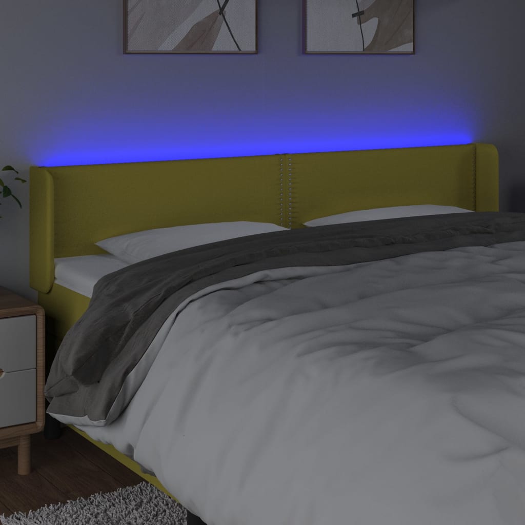 Κεφαλάρι Κρεβατιού LED Πράσινο 163x16x78/88 εκ. Υφασμάτινο - Pakobazaar
