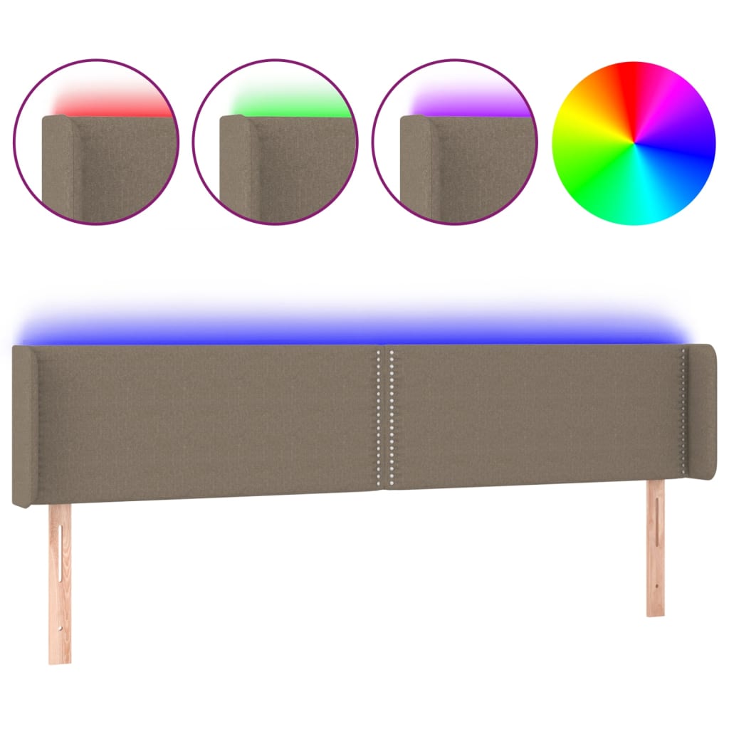 Κεφαλάρι Κρεβατιού LED Taupe 183x16x78/88 εκ. Υφασμάτινο