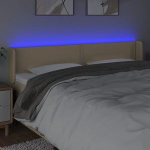Κεφαλάρι Κρεβατιού LED Κρεμ 203x16x78/88 εκ. Υφασμάτινο - Pakobazaar