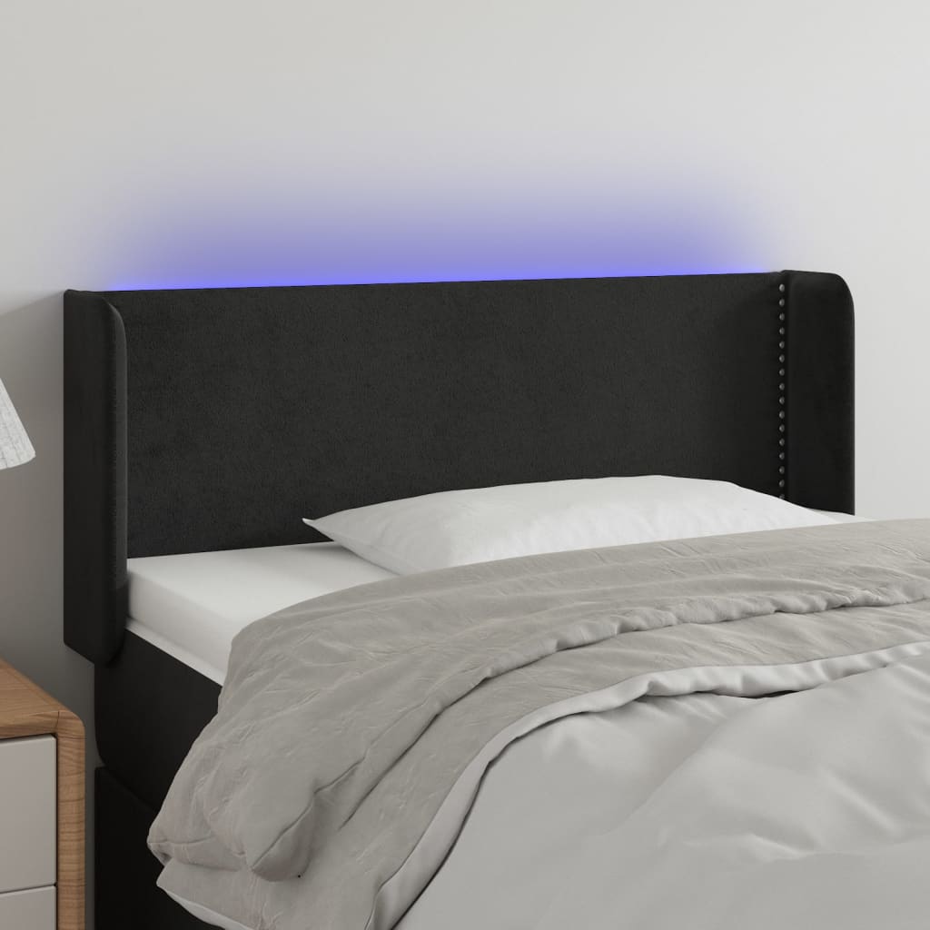 Κεφαλάρι Κρεβατιού LED Μαύρο 83x16x78/88 εκ. Βελούδινο - Pakobazaar