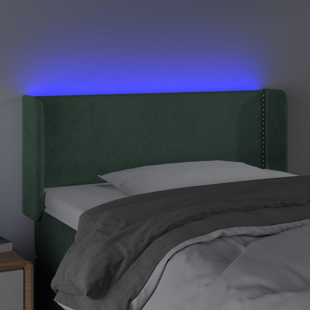 Κεφαλάρι Κρεβατιού LED Σκούρο Πράσινο 83x16x78/88 εκ. Βελούδινο