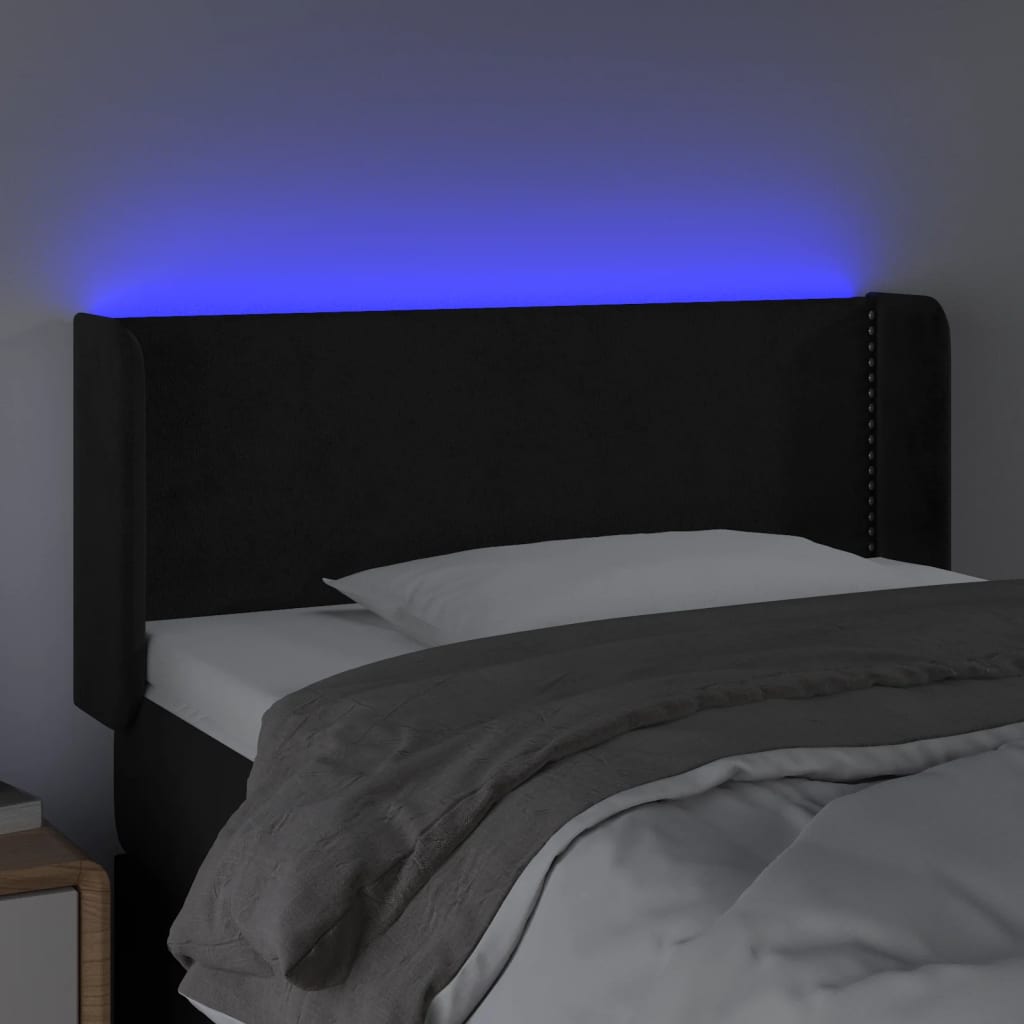 Κεφαλάρι Κρεβατιού LED Μαύρο 93x16x78/88 εκ. Βελούδινο
