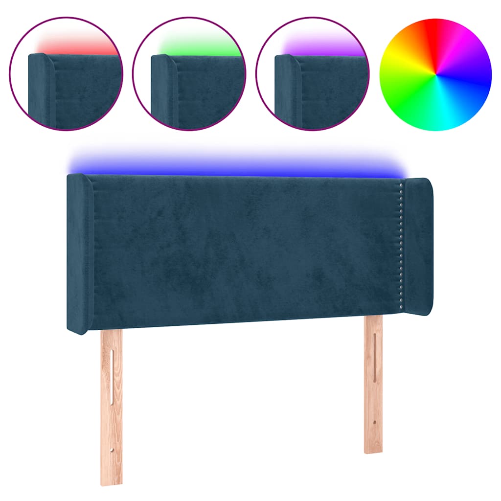 Κεφαλάρι Κρεβατιού LED Σκούρο Μπλε 93x16x78/88 εκ. Βελούδινο