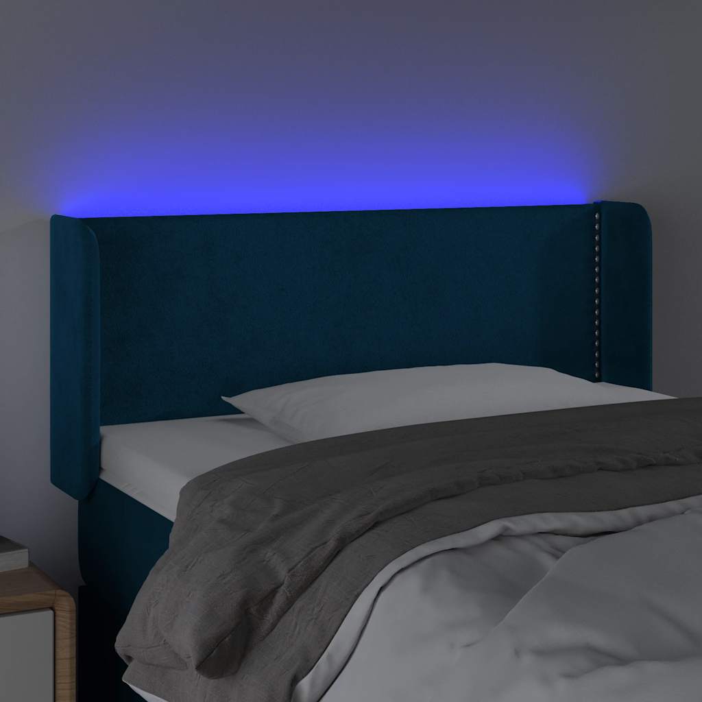 Κεφαλάρι Κρεβατιού LED Σκούρο Μπλε 93x16x78/88 εκ. Βελούδινο