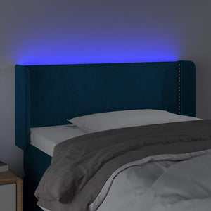 Κεφαλάρι Κρεβατιού LED Σκούρο Μπλε 93x16x78/88 εκ. Βελούδινο
