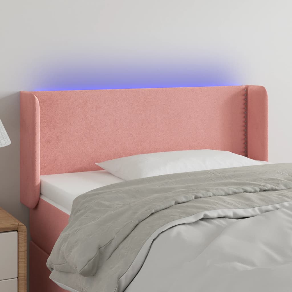 Κεφαλάρι Κρεβατιού LED Ροζ 93x16x78/88 εκ. Βελούδινο - Pakobazaar