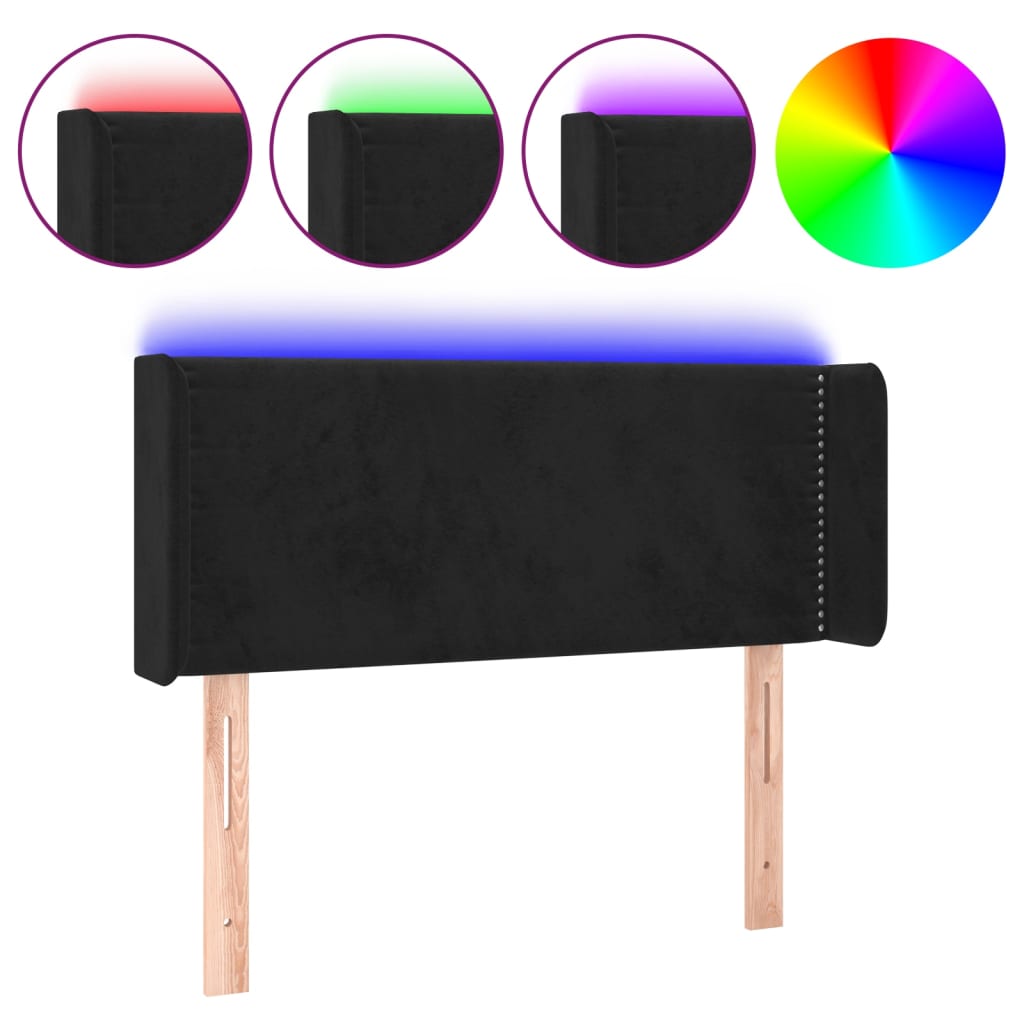 Κεφαλάρι Κρεβατιού LED Μαύρο 103x16x78/88 εκ. Βελούδινο